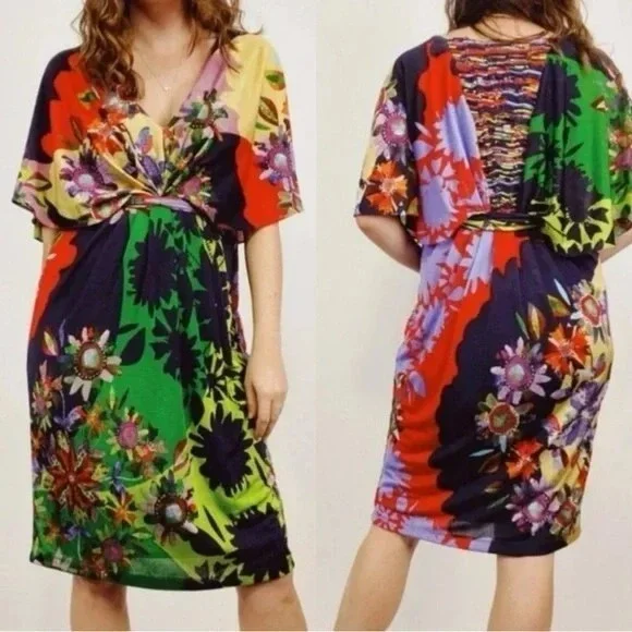 Anthropologie Ranna Gill Sabatina Mini Dress Stretch Boho Party Artsy Sz SP B20 - Picture 2 of 9